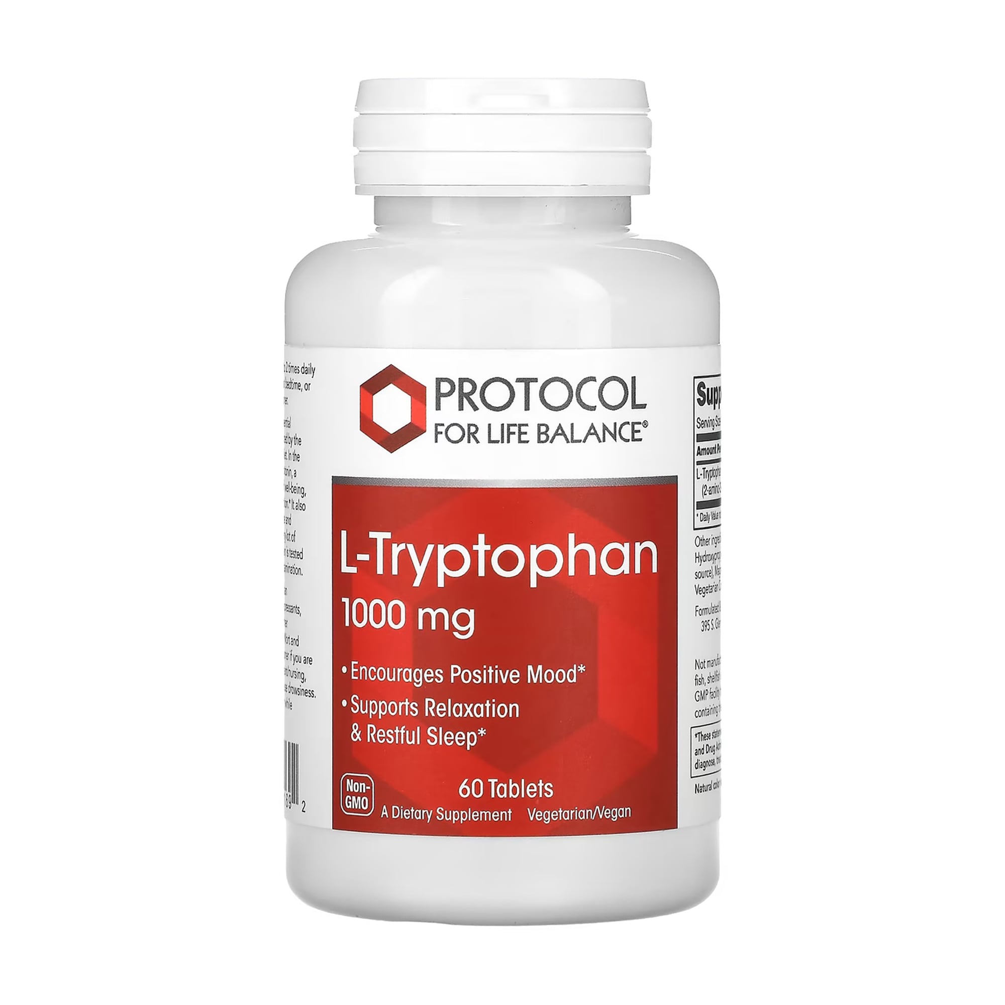 L-триптофан Protocol For Life Balance L-Tryptophan, 1000 мг, 60 таблеток
